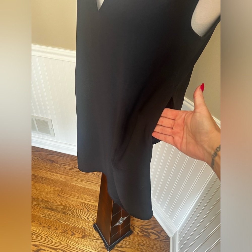 HELMUT LANG black deep v-neck mini dress with pockets size small - Picture 5 of 10